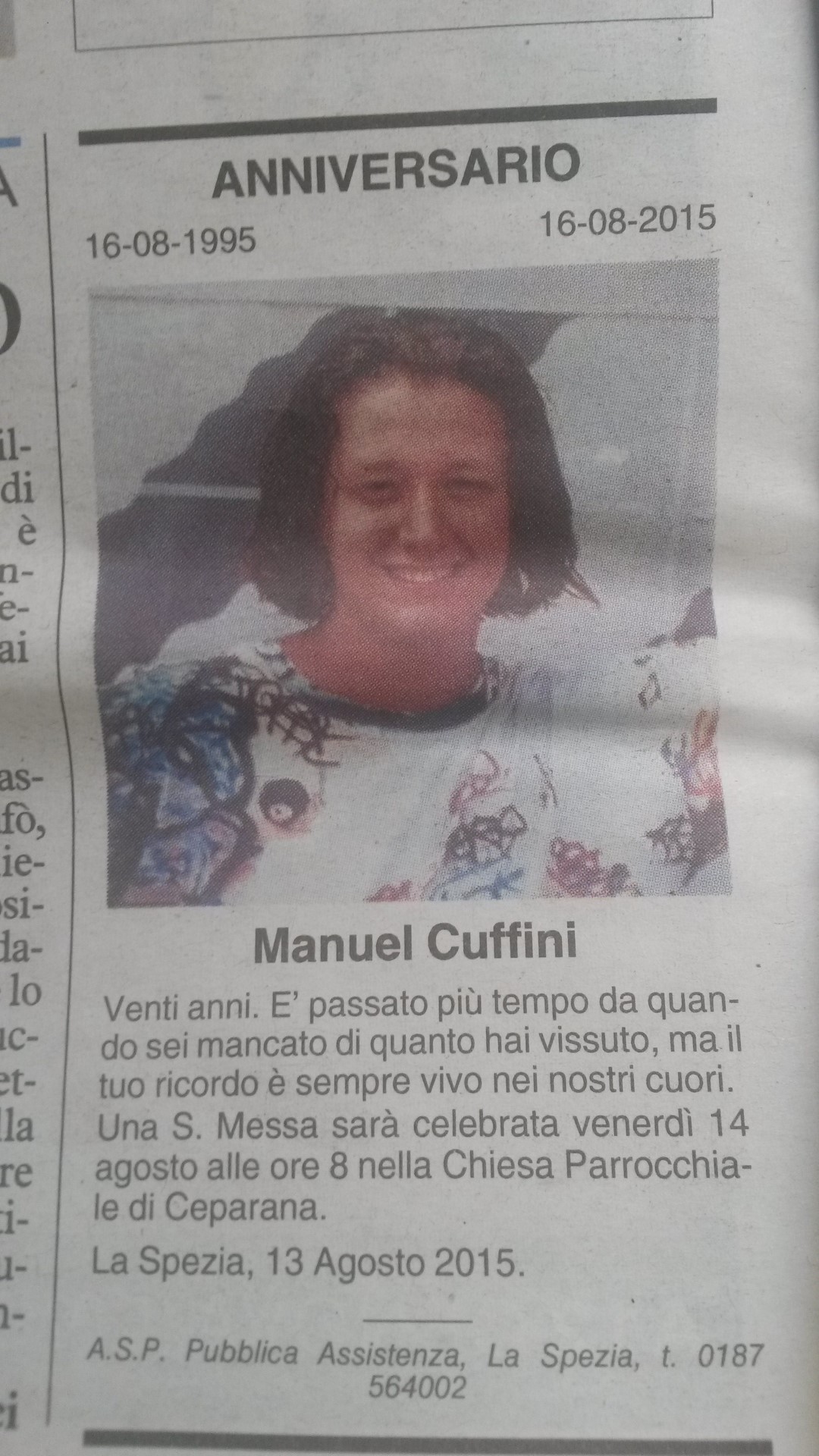 Manuel Cuffini 16-08-1995 16-08-2015